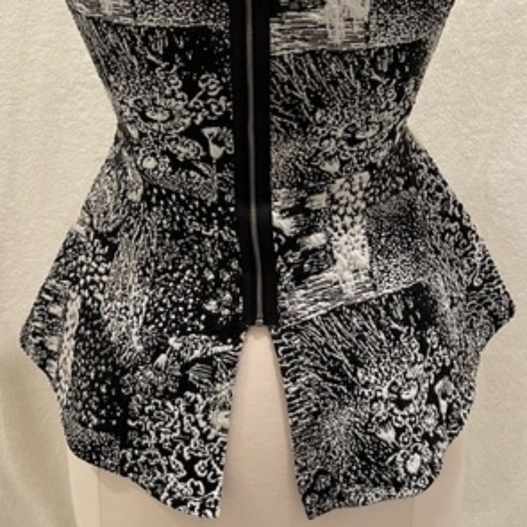 BCBGMAXAZRIA Black and White Peplum Top - Picture 4 of 6